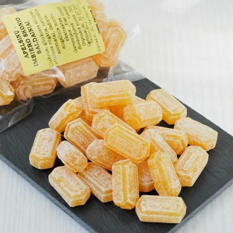Apelsinų - imbiero skonio saldainiai 100g